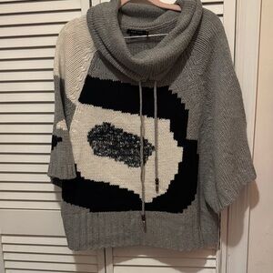 Vertigo Paris NWT Gray and Black  Cowl Neck Sweater LARGE